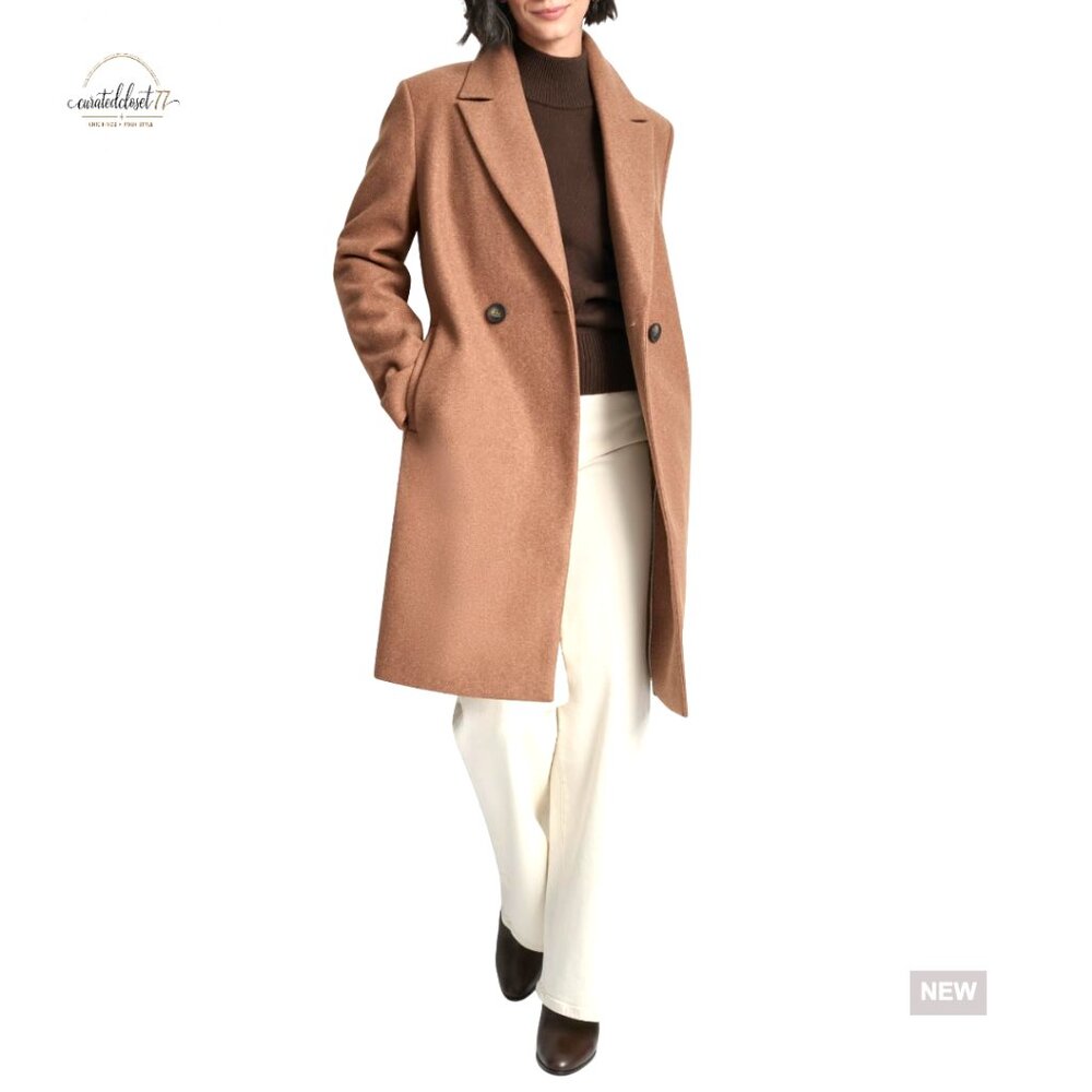 Faux Wool Walker-Length Double-Breasted Winter Coat Tailored Fit